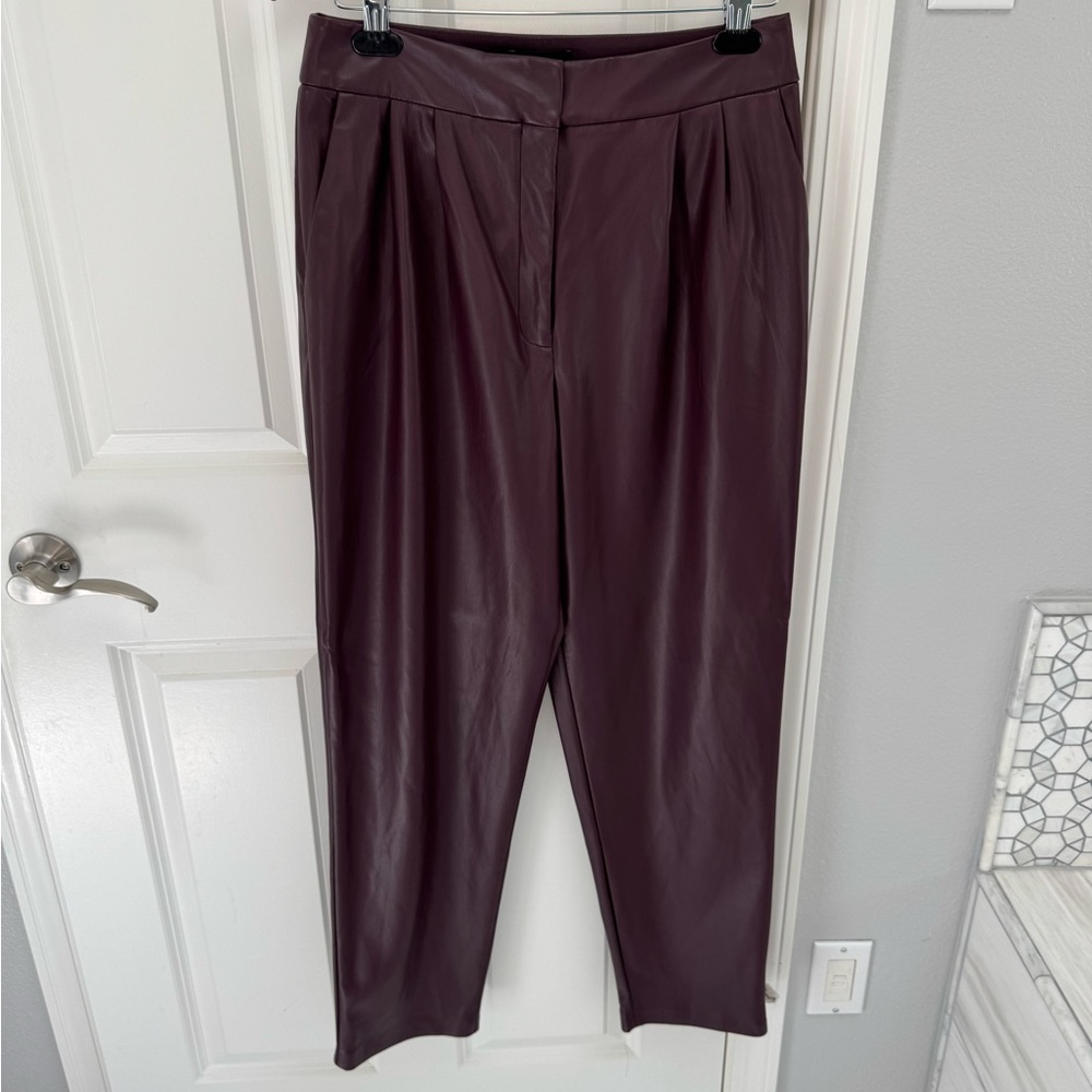Express Women's Deep Burgundy Trousers vegan leather 10 long